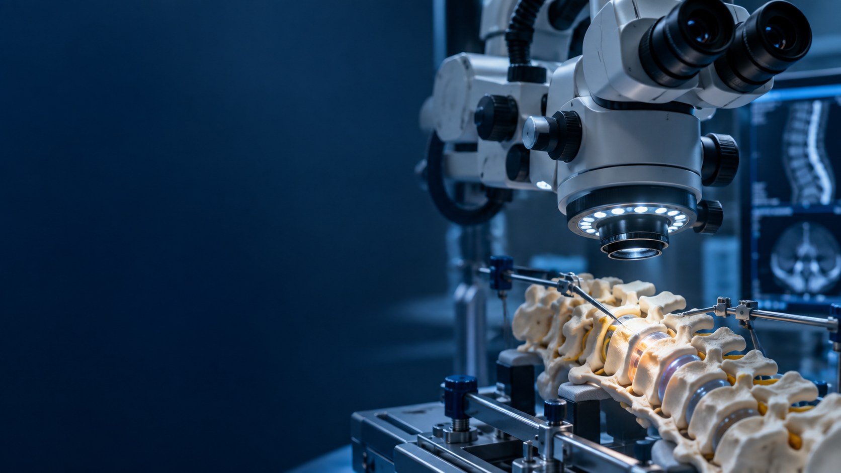 Microscope-assisted spine surgery illustration